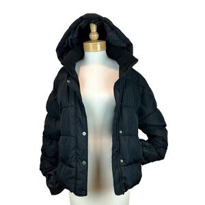 GAP ColdControl Max Puffer Jacket Black Hooded XL Water Resistant Recycled Fill